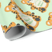 Tiger Baby Dusche Grün Geschenkpapier (Rolleneckpunkt)