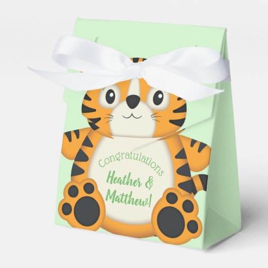Tiger Baby Dusche Grün Geschenkschachtel (Vorderseite)