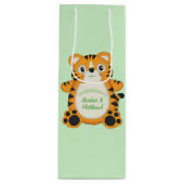 Tiger Baby Dusche Grün Geschenktüte Für Weinflaschen (Vorderseite)