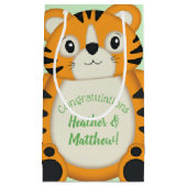Tiger Baby Dusche Grün Kleine Geschenktüte (Vorderseite)