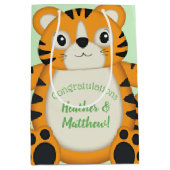 Tiger Baby Dusche Grün Mittlere Geschenktüte (Vorderseite)