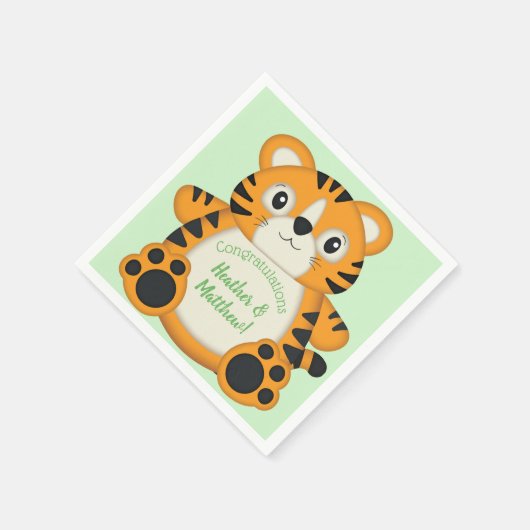 Tiger Baby Dusche Grün Serviette (Ecke)