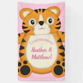 Tiger Baby Dusche Rosa Banner (Vertikal)
