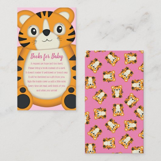 Tiger Baby Dusche Rosa Begleitkarte (Vorne/Hinten)
