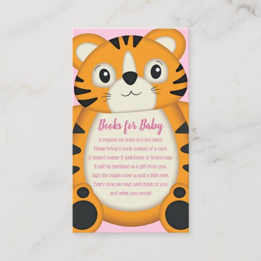 Tiger Baby Dusche Rosa Begleitkarte (Vorderseite)