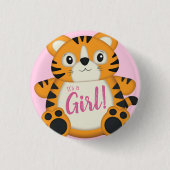 Tiger Baby Dusche Rosa Button (Vorderseite)