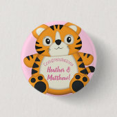 Tiger Baby Dusche Rosa Button (Vorderseite)