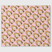 Tiger Baby Dusche Rosa Geschenkpapier (Flach)