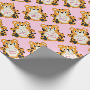 Tiger Baby Dusche Rosa Geschenkpapier