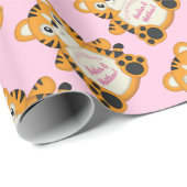 Tiger Baby Dusche Rosa Geschenkpapier (Rolleneckpunkt)