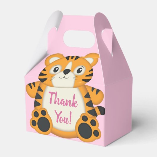 Tiger Baby Dusche Rosa Geschenkschachtel (Vorderseite)