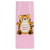 Tiger Baby Dusche Rosa Geschenktüte Für Weinflaschen (Rückseite)