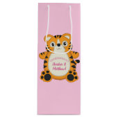 Tiger Baby Dusche Rosa Geschenktüte Für Weinflaschen (Vorderseite)