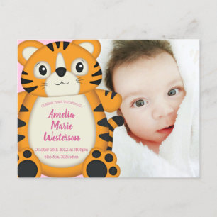 Tiger Baby Dusche Rosa Postkarte