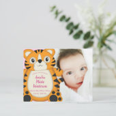 Tiger Baby Dusche Rosa Postkarte (Stehend Vorderseite)