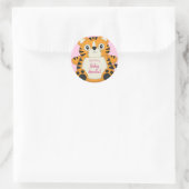 Tiger Baby Dusche Rosa Runder Aufkleber (Tasche)