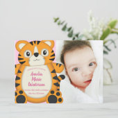 Tiger Baby Dusche Safari Pink Girl Einladung (Stehend Vorderseite)