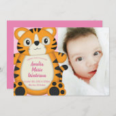 Tiger Baby Dusche Safari Pink Girl Einladung (Vorne/Hinten)