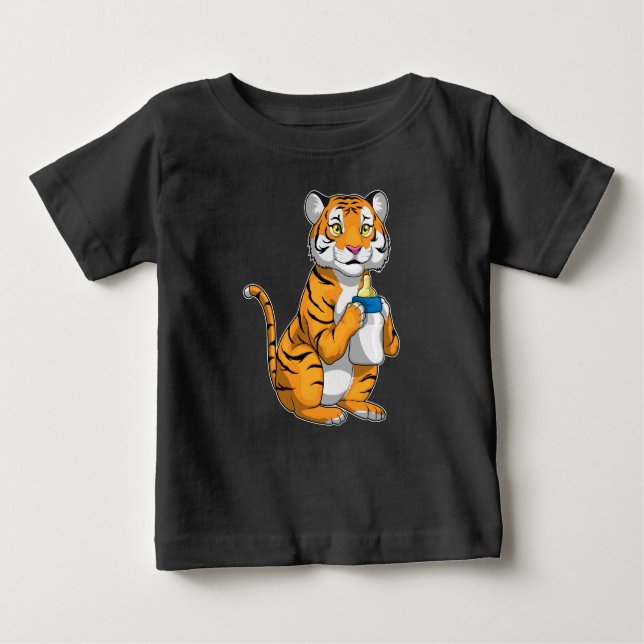 Tiger Baby Milch Flasche Baby T-shirt (Vorderseite)