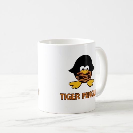 Tiger-Baby-Pinguin Kaffeetasse (VorderseiteRechts)