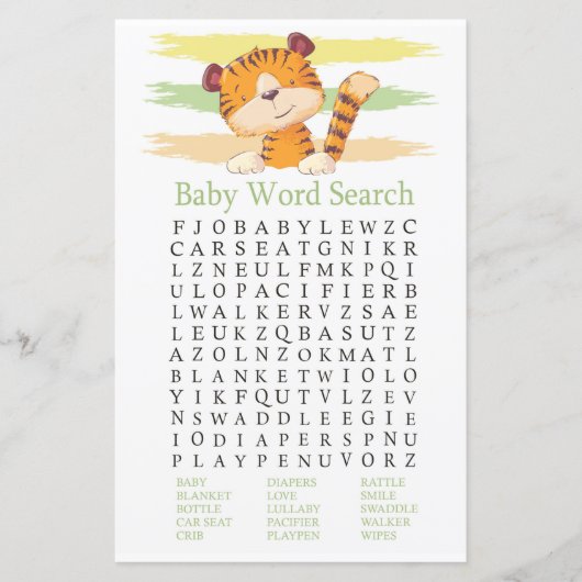 Tiger Baby Shooter Word Search Game (Vorderseite)