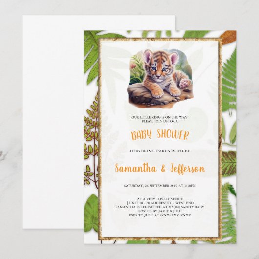TIGER-BABYSHOWER-EINLADUNG EINLADUNG (Vorne/Hinten)
