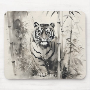 Tiger Bamboo Tinte Malerei Mousepad