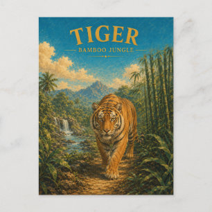 Tiger-Bambus-Dschungel-Aquarell GeoSaga Postkarte