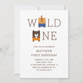 Tiger Bären Tiersafari Wilde 1. Geburtstag Einladung (Vorderseite)