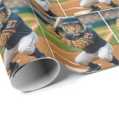 Tiger Baseball Player #27 Up To Bat Geschenkpapier (Rolleneckpunkt)