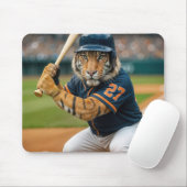 Tiger Baseball Player Up To Bat Mousepad (Mit Mouse)