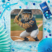 Tiger Baseballspieler #27 ist am Schlag Pappteller (Party)