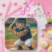 Tiger Baseballspieler #27 ist am Schlag Pappteller (Party)