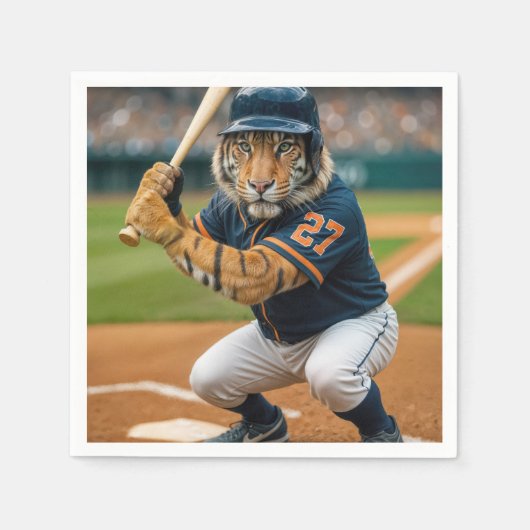 Tiger Baseballspieler #27 ist am Schlag Serviette (Vorderseite)