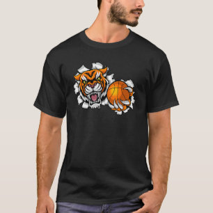 Tiger Basketball Mascot Tiersportteam Design T-Shirt