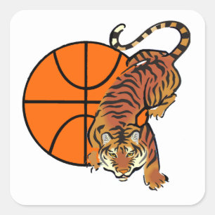 Tiger Basketball T - Shirt und Geschenke Quadratischer Aufkleber
