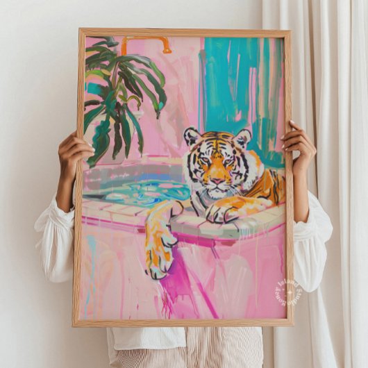 Tiger Bathtub Badezimmer Printwerbung Poster