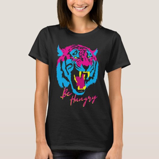 Tiger Be Hungry Vintage Retro Motivational T-Shirt (Vorderseite)
