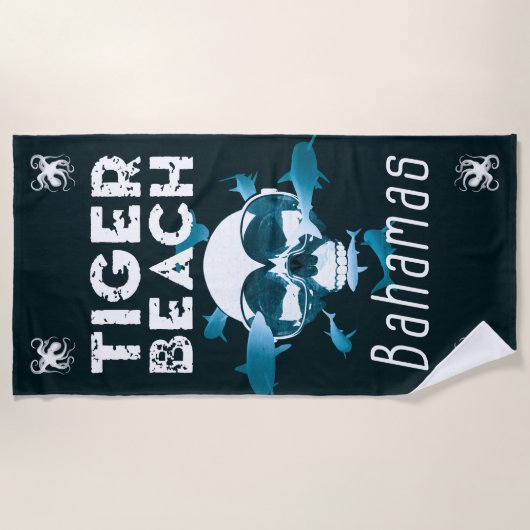 Tiger Beach Bahamas Shark Diving Strandtuch (Vorderseite)