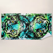 Tiger Beach Handtuch - farbenfrohe Tigeraugen (Vorderseite)