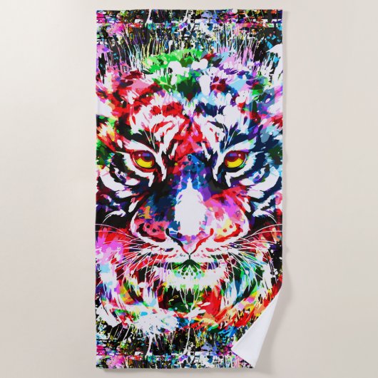 Tiger Beach Tower | Farblich Zeichnend Tiger Strandtuch (Vorderseite)