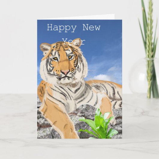 Tiger-bearbeitbare New Year Card Karte (Vorderseite)