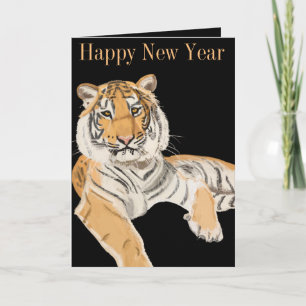 Tiger-bearbeitbare New Year Card Karte