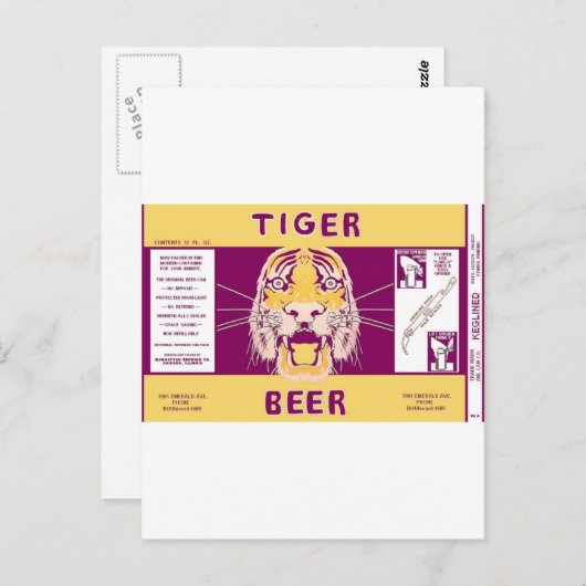Tiger Beer Manhattan Brewing Chicago Illinois Can Postkarte (Vorne/Hinten)