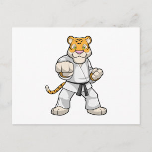 Tiger bei Kampfsport Karate Postkarte