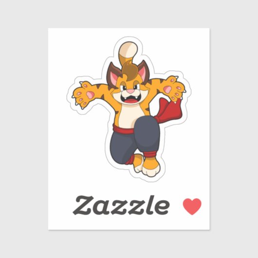 Tiger bei Martial Arts Karate Aufkleber (Blatt)