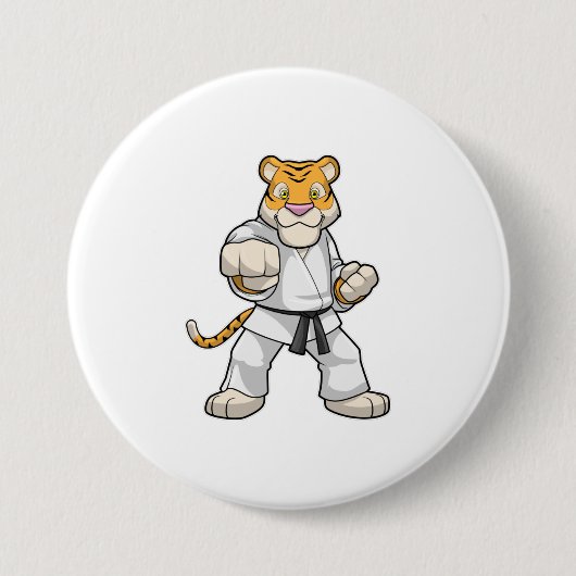 Tiger bei Martial Arts Karate Button (Vorderseite)