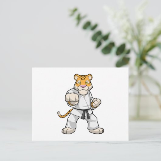 Tiger bei Martial Arts Karate Postkarte (Stehend Vorderseite)