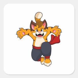 Tiger bei Martial Arts Karate Quadratischer Aufkleber