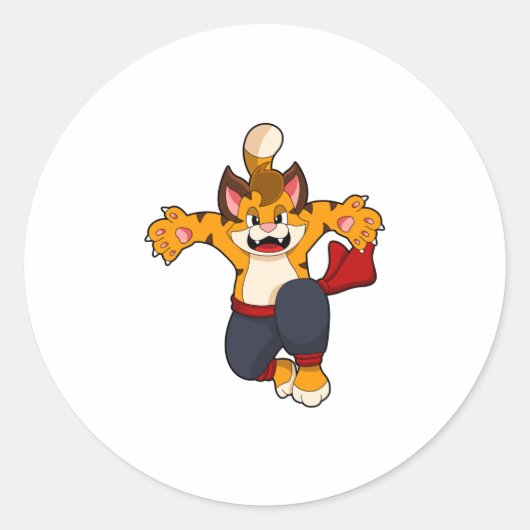 Tiger bei Martial Arts Karate Runder Aufkleber (Vorderseite)